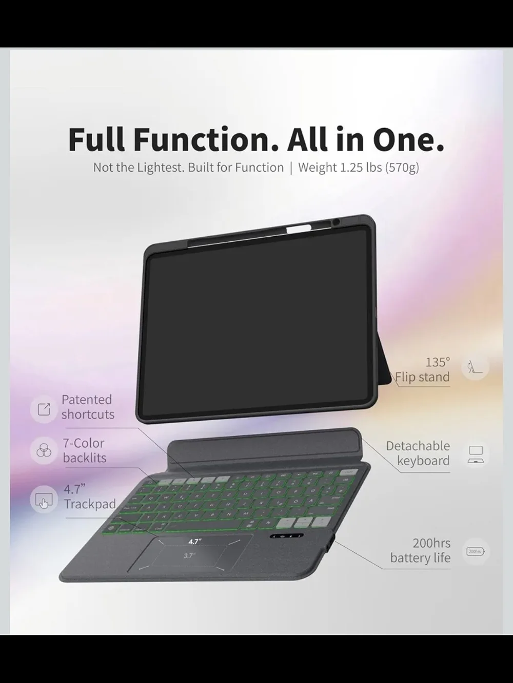 EIP Magnetix Keyboard Case iPad Air 11 M4 M3 M2 4 5 Pro 11 Detachable Backlit